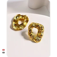 18k gold electroplating gold earrings design sense geometric irregular s925 silver needle metal spring summer 2021 new jewelry