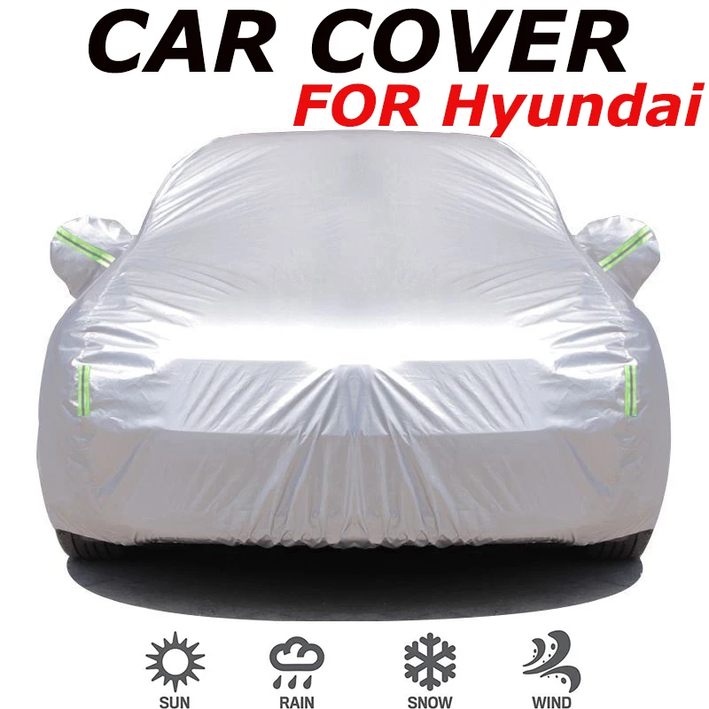 

Waterproof Full Car Cover Silver Sun Outdoor Protection For Hyundai Solaris ix35 i30 Tucson Santa Fe accent creta i20 ix252017