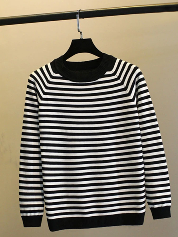 Пуловер женский в полоску с длинным рукавом Осень-зима