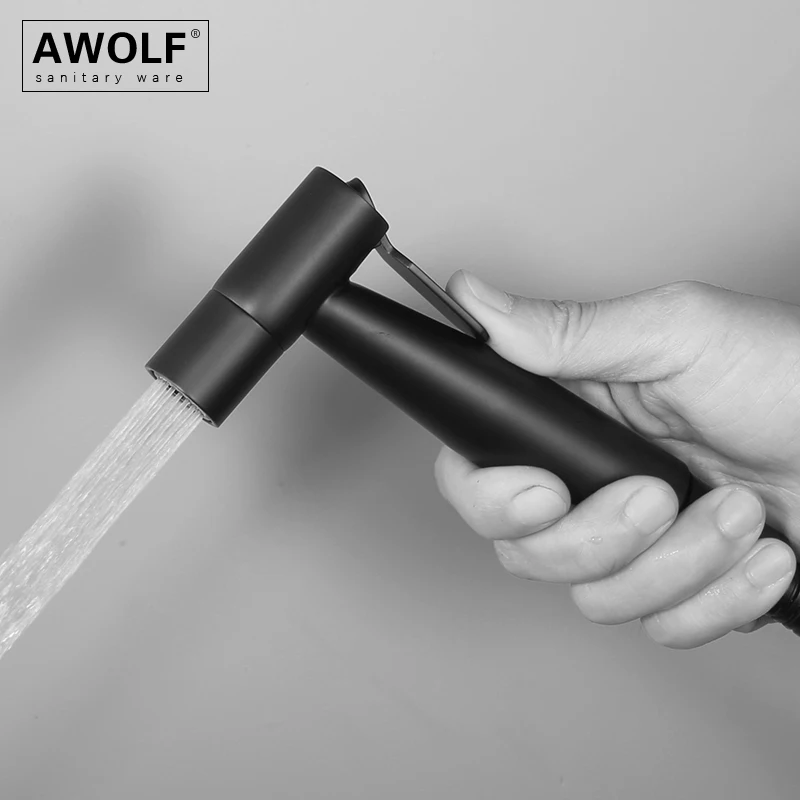 Фото Awolf Ручной душ для туалета и биде, гигиенический душ из нержавеющей стали латунный комплект клапанов Анальный Душ для ванной комнаты AP2117 №4