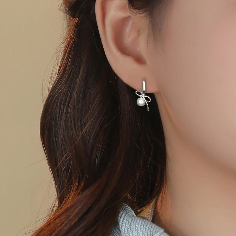 Серьги-банты из стерлингового серебра 925 пробы с жемчугом женские дизайнерские