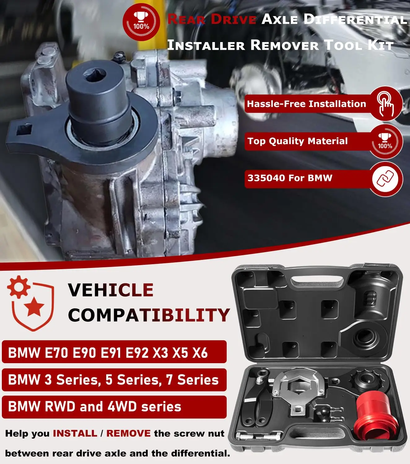 Набор инструментов для снятия установочного дифференциала заднего привода BMW X3 X5