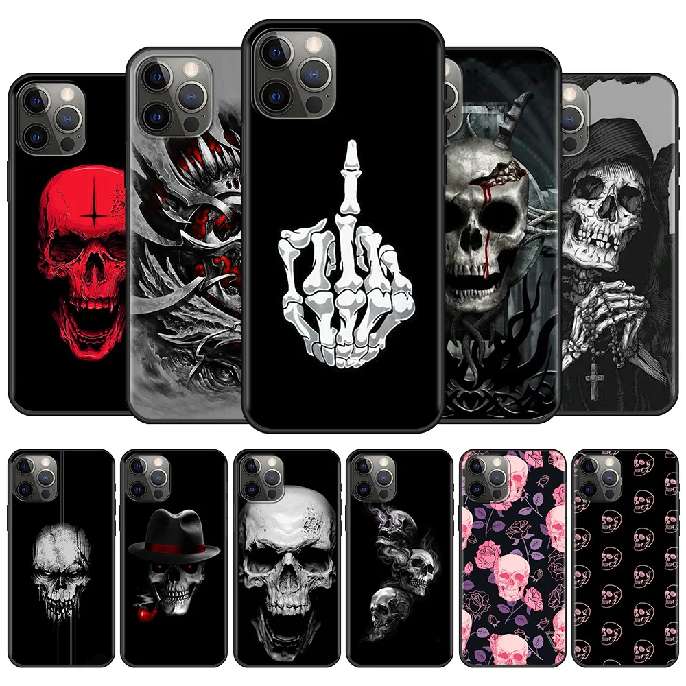

Best Phone Case For iPhone 11 12 13 Pro Max Mini 6 6S 7 8 Plus 5 5S SE(2020) X XR XS Max Shockproof Fundas Satanic Skull dark