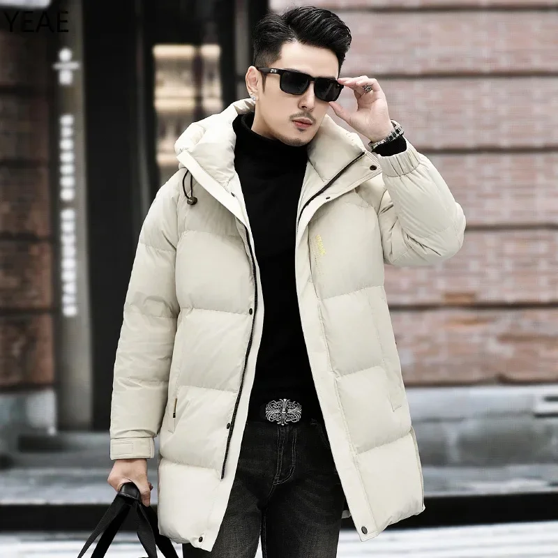 Длинный пуховик Мужская стеганая подкладка из гусиного пуха дизайнерская одежда