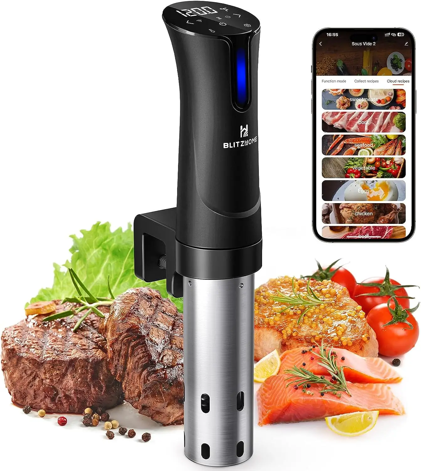 

Vide Machine, WiFi APP Included, 1100W Sous Vide Cooker with Accurate Temperature & Timer, Ultra Quiet Stainless Precision I