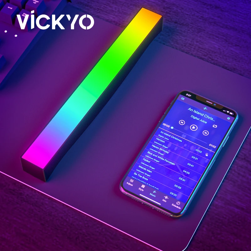 

VICKYO Smart RGB Pickup Light Sound Control LED Light Music Rhythm Ambient Night Light App Control For Living Room Desktop Decor