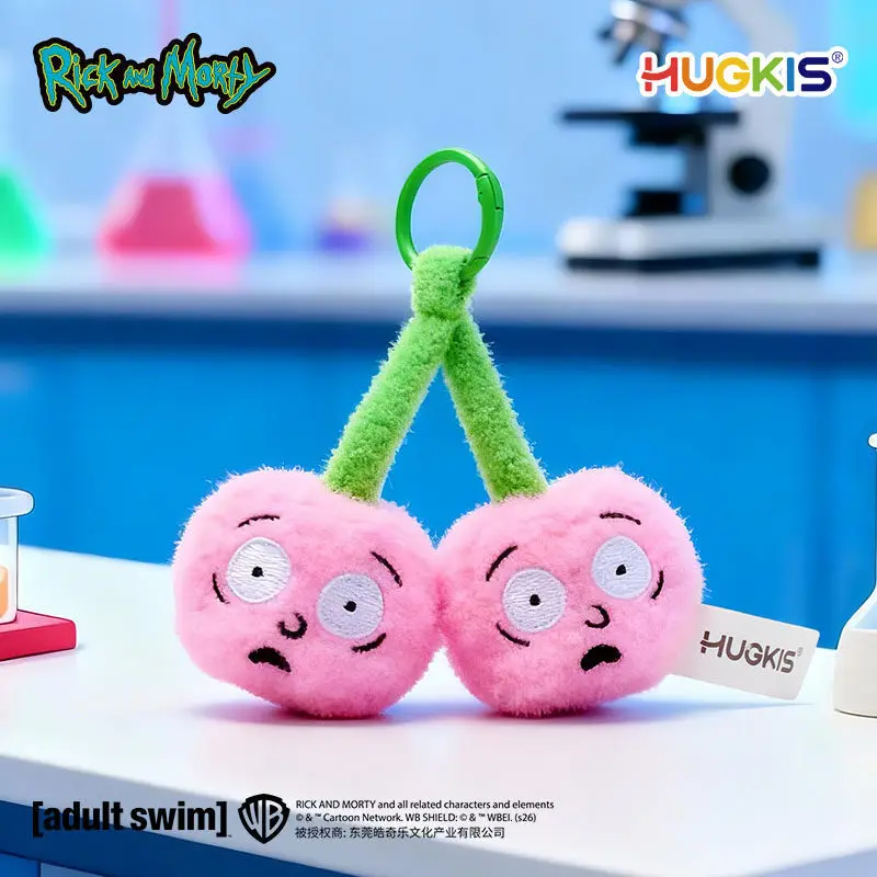Фото Новый Оригинальный Плюшевый Брелок HUGKIS Рик и Морти (Вишня) — Милый Аниме-Мультяшный Плюшевый Брелок-Игрушка, Подвеска для Сумки, Идеальный Подарок №2