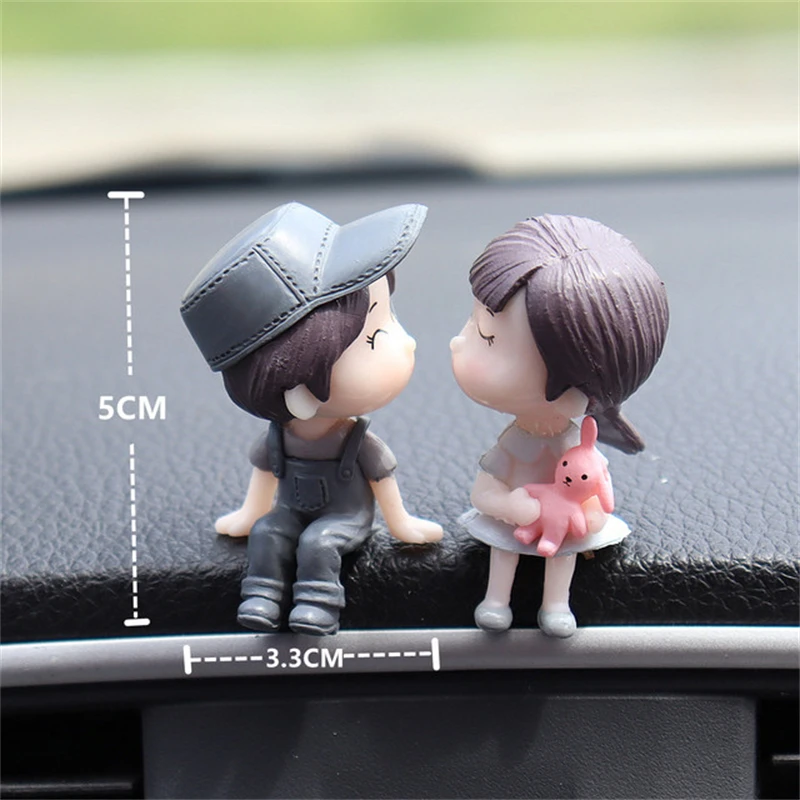 

Figure Ornament Car Dashboard Decor Cartoon Couples Doll Love Lovely Replacement Resin Sweet Universal 1pcs/set