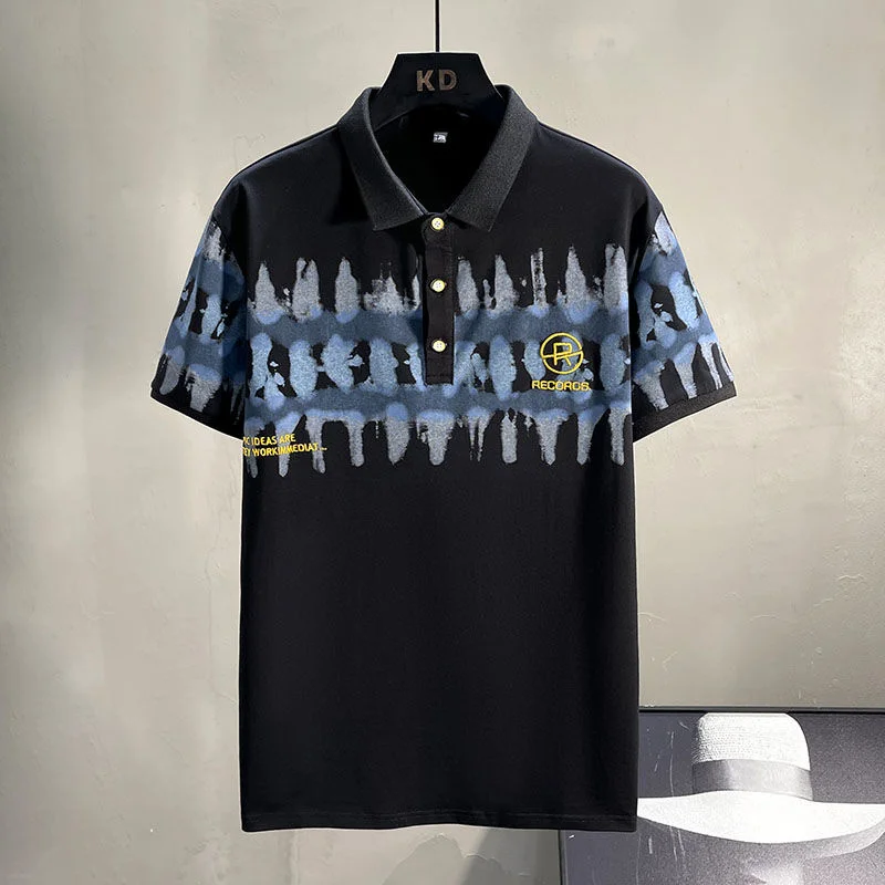 

Embroidery Men Polo Shirt Shorts Sleeve Lapel Tee Tos Casual Slim Business Social Polos Streetwear Print Polo Shirt Men Clothing
