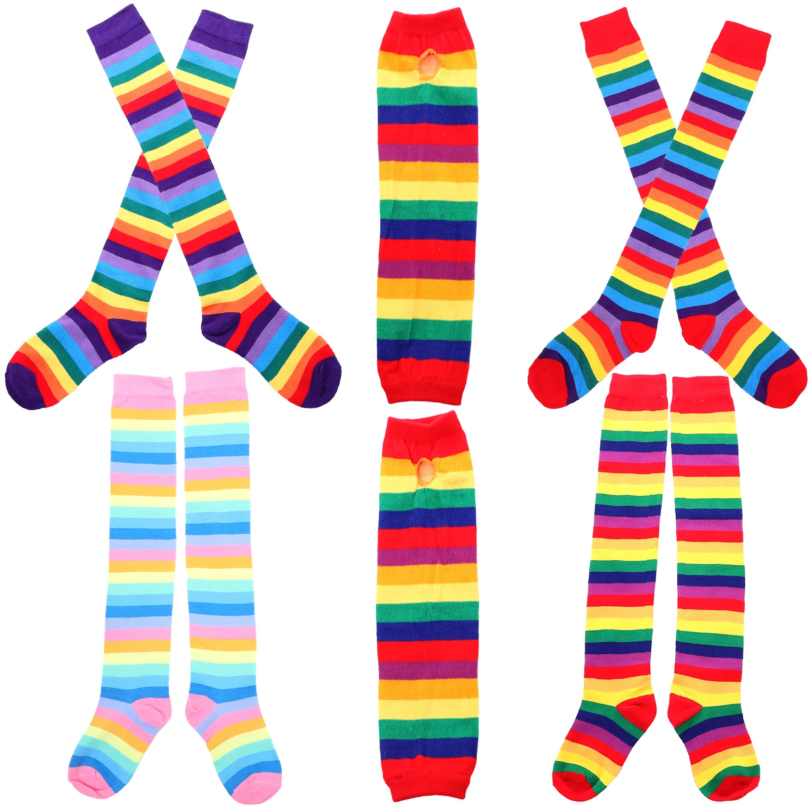

Rainbow Arm Warmers Body Stocking for Women over Knee Socks Cosplay Wrist Guards Party Stockings Thigh