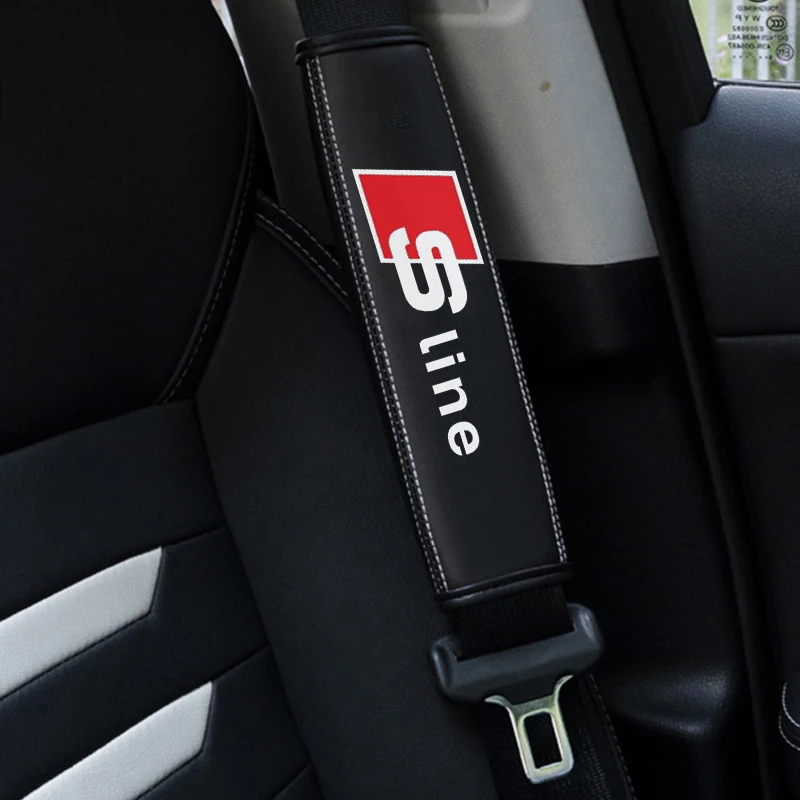 

Кожаный комплект чехлов для автомобильного ремня безопасности с логотипом S Line A3 A4 A5 A6 A7 A8 S3 S4 S5 S6 S7