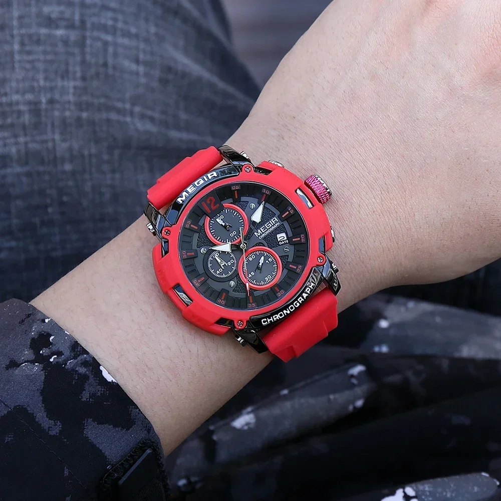 MEGIR студенческие модные спортивные часы с хронографом мужские водонепроницаемые