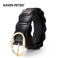 newest womens luxury brand pu leather braided belts gold buckle designer jeans female fashion dress black belt dropshipping
