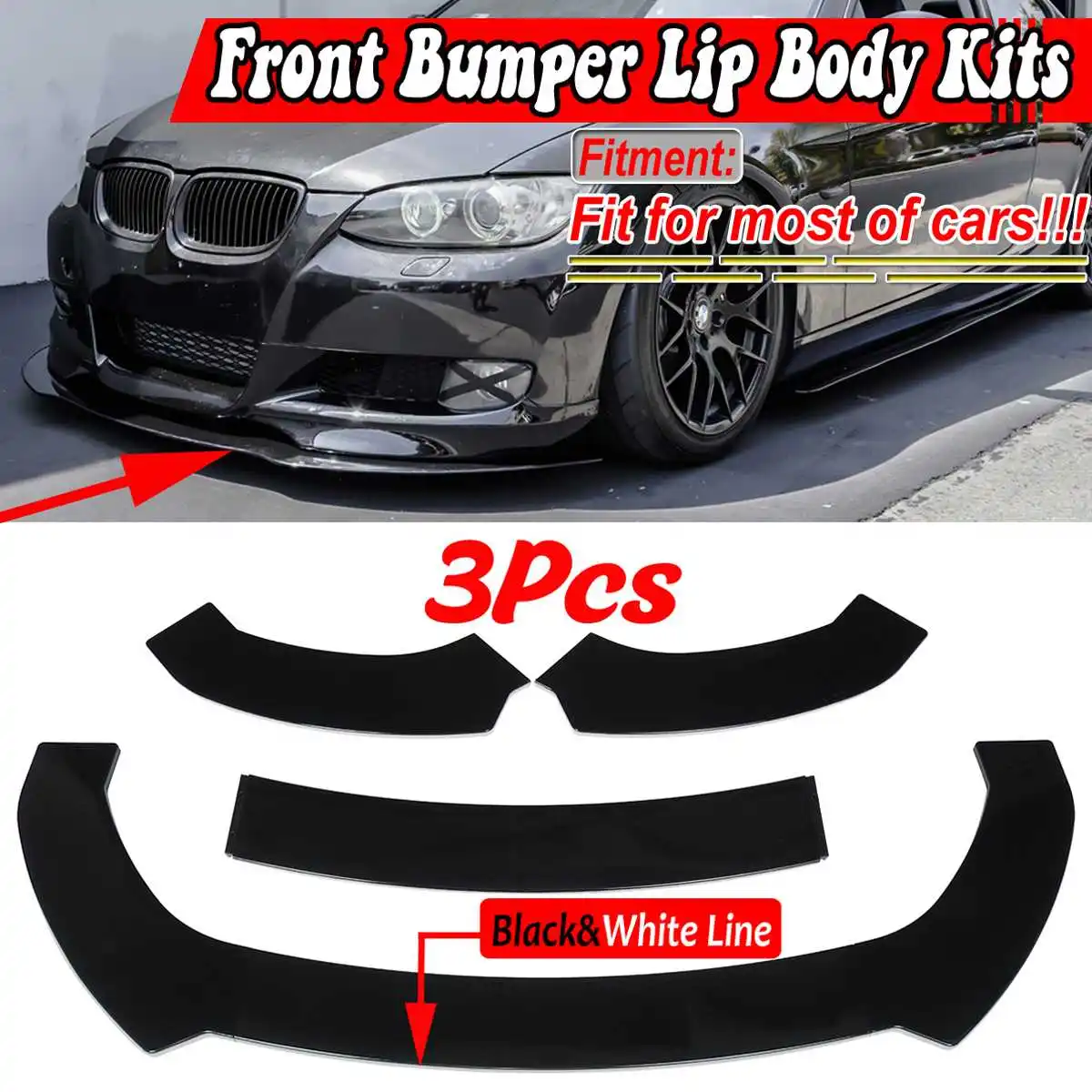 

Universal Car Front Bumper Lip Deflector Lips Diffuser Guard For BMW E90 E91 E92 E93 E80 E81 E82 E87 G28 G30 G38 F30 F80 F32 F82