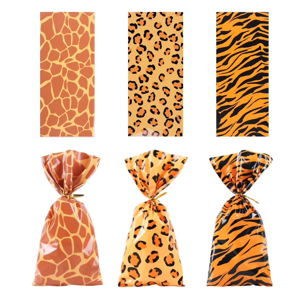 

50pcs Jungle Party Decoration Candy Cookies Gift Bags Tiger Leopard Paper Bag Animal Jungle Theme Birthday Party Favors Gift Bag