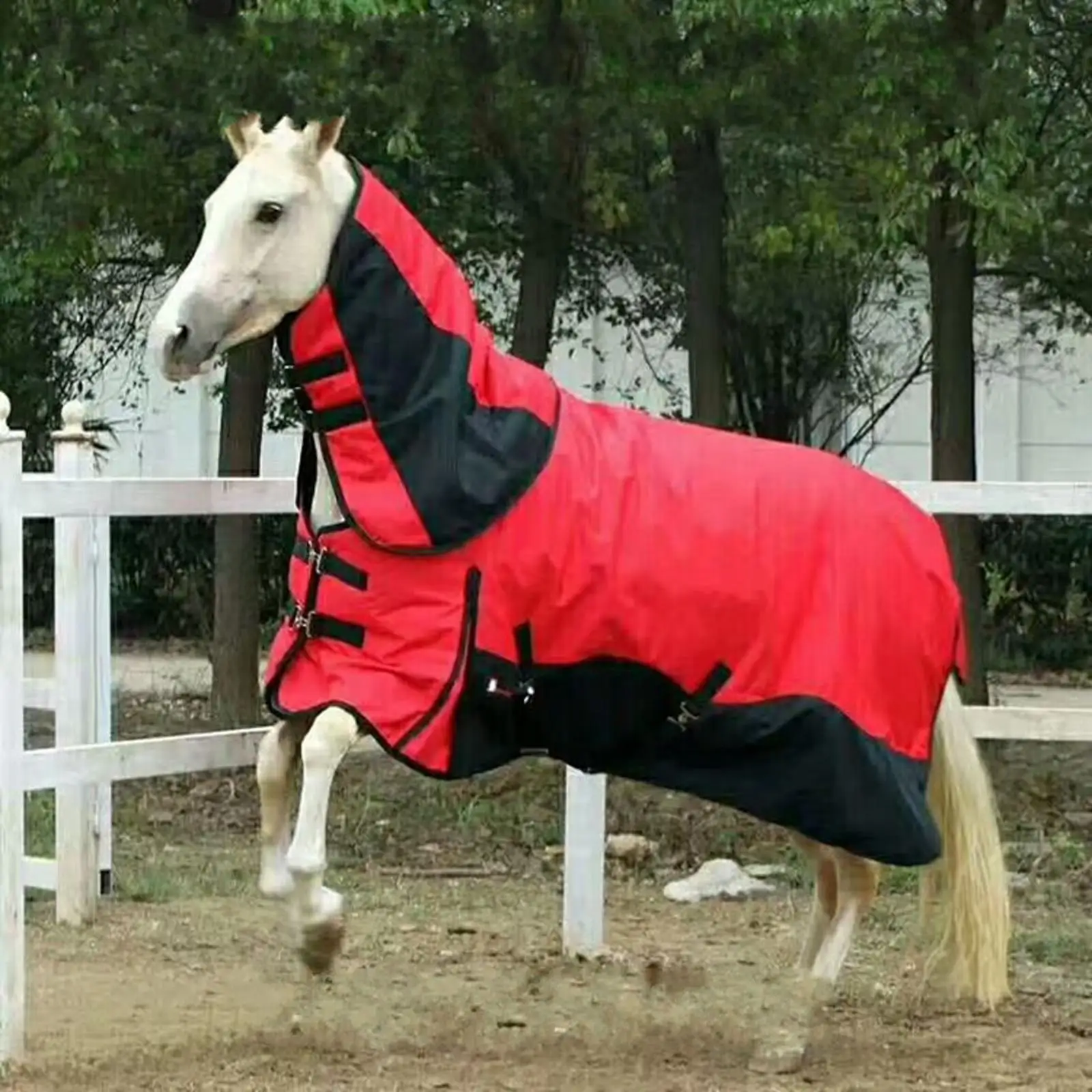 

Waterproof Horse Turnout Blanket Winter Warm Cotton Sheet Coat Neck Warmer Adjustable Equestrian Warm Rain Sheet Horse Mugs