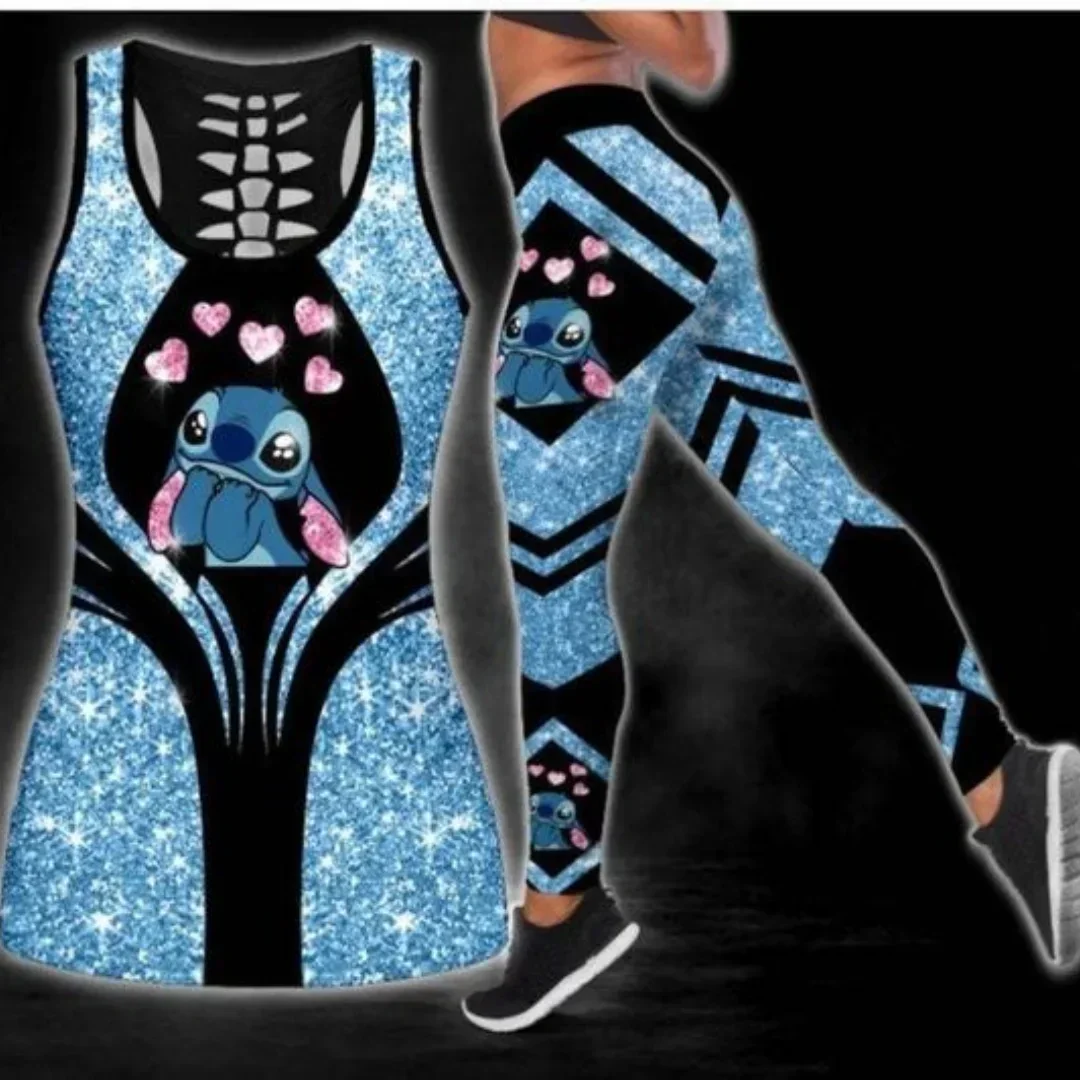 Женский комплект для йоги из топа и леггинсов с вырезами