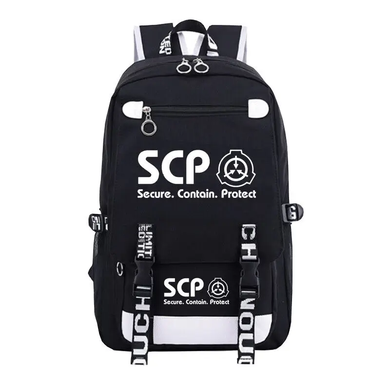

Черный школьный рюкзак с рисунком из аниме SCP Foundation, сумка через плечо в стиле Харадзюку, подарок # A