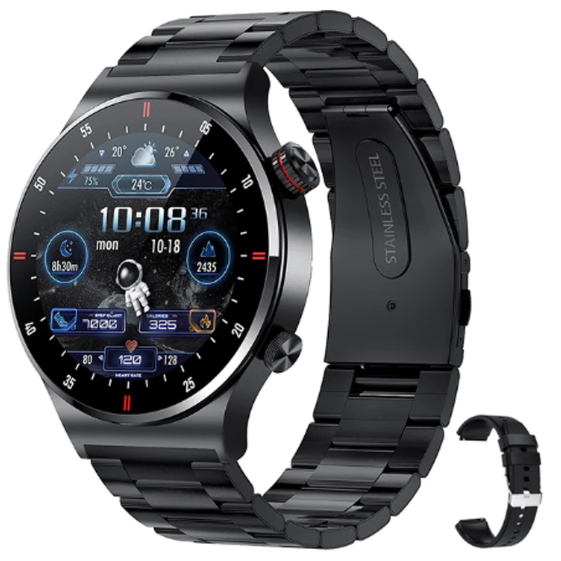 Фото Для POCO X5 Pro Motorola Moto G04s Realme SmartWatch Мужские умные часы с сенсорным экраном и вызовом Водонепроницаемые часы с кровяным давлением и пульсометром №3