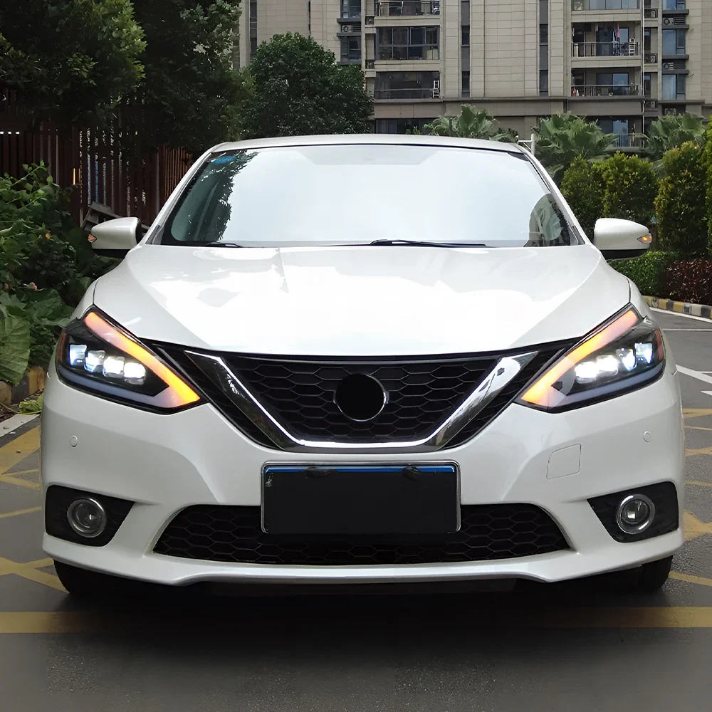 Фото Автомобильные передние фонари для Nissan Sylphy Sentra 13th 2016-2019, обновленная сборка автомобильных фар, светодиодные 4 линзы проектора, аксессуары №1
