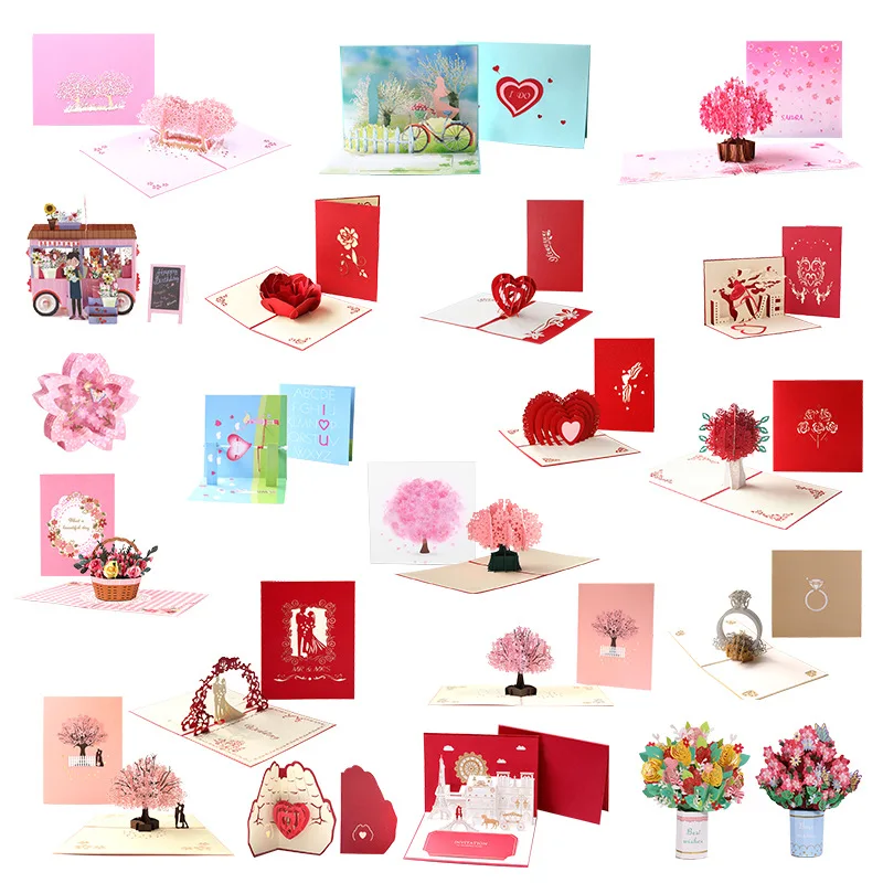 

New Red Love Card PostCard Valentines Day Anniversary 3D Greeting Cards for Couples Wife Husband Handmade Gift Wedding