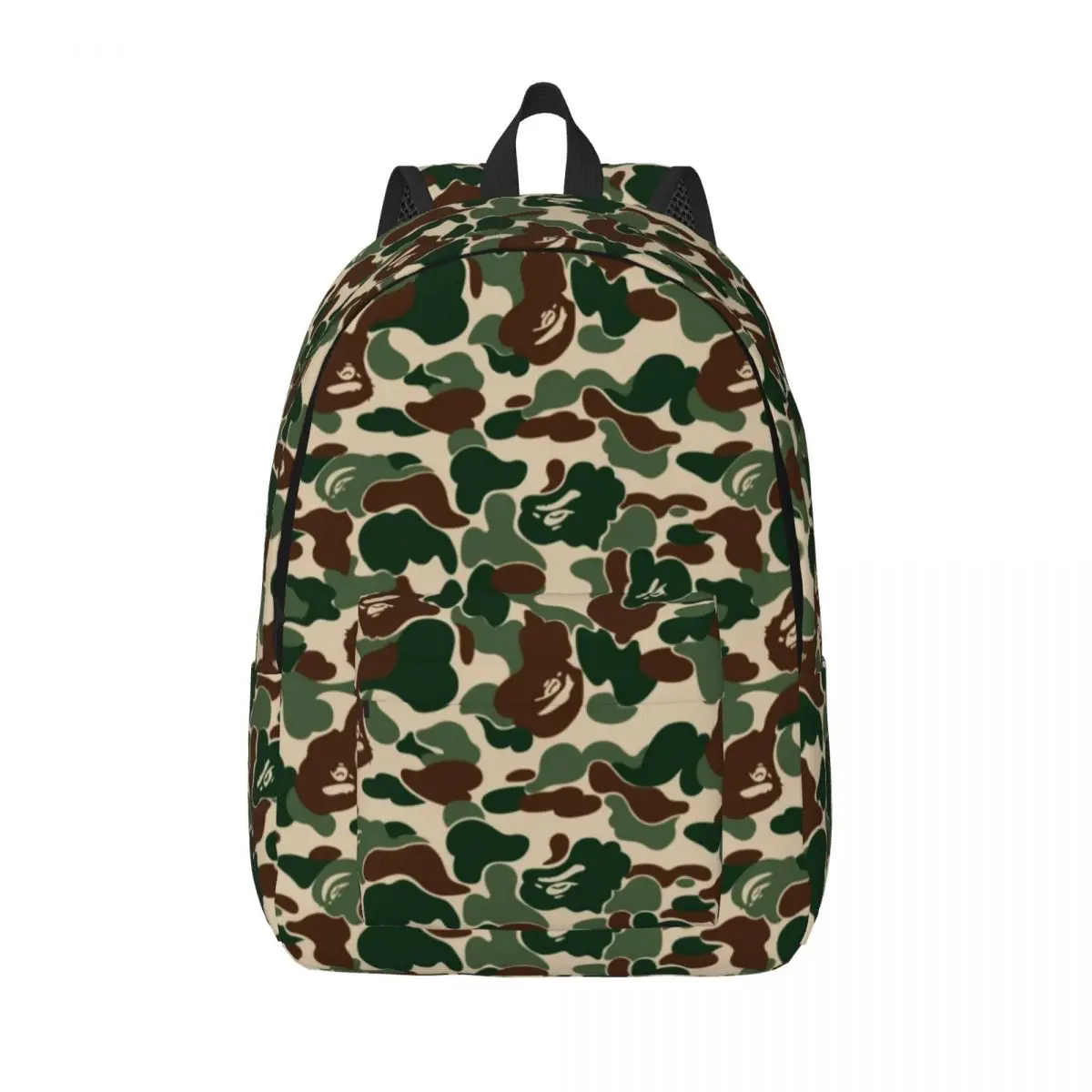 

Green Camouflage Canvas Backpack for Women Men Waterproof School College Camo Design Pattern Bag Print Bookbag