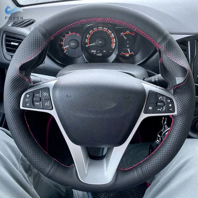 

Чехол рулевого колеса автомобиля для Lada Vesta Xray 2015-2019, мягкая перфорированная коса из микрофибры и кожи «сделай сам» с иглами и нитками