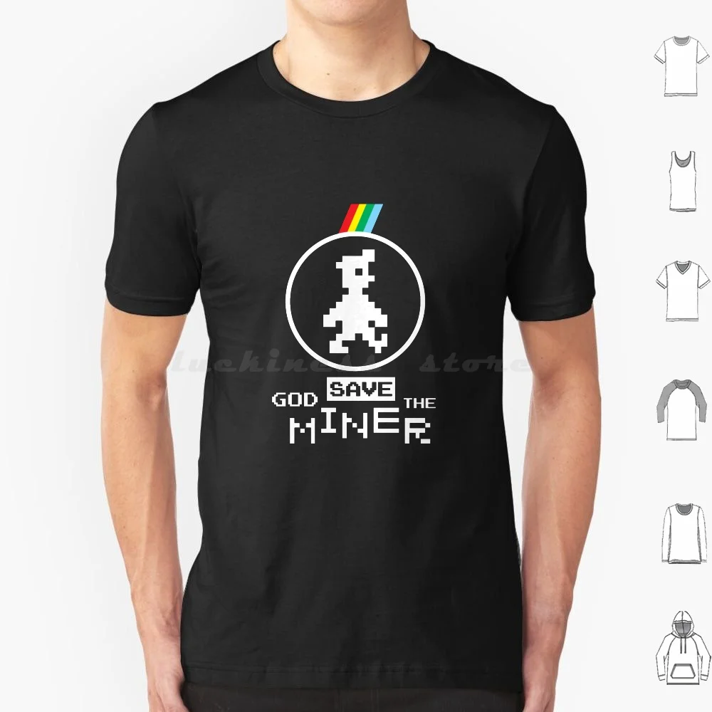 Фото Футболка с надписью God Save The Miner 6xl, хлопковая крутая футболка с Dvg, телевизионная игра с видеоиграми 80-х, ретро-игры, старые игры, 8 бит пикселей №1