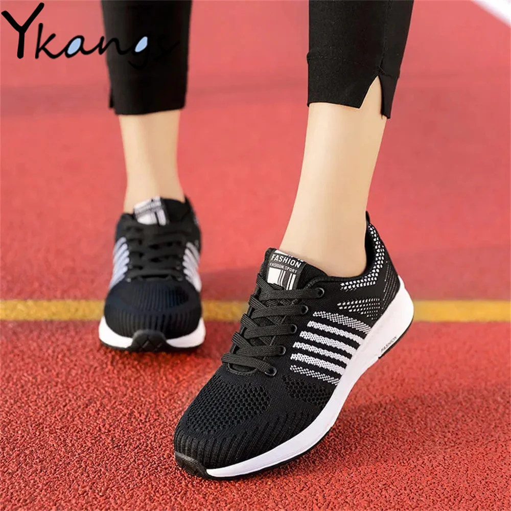 

Lace-Up Sneakers Women Casual Shoes Harajuku Ladies Sport Shoes Light Breathable Walking Mesh Flat Shoes New Running Tenis Shoes