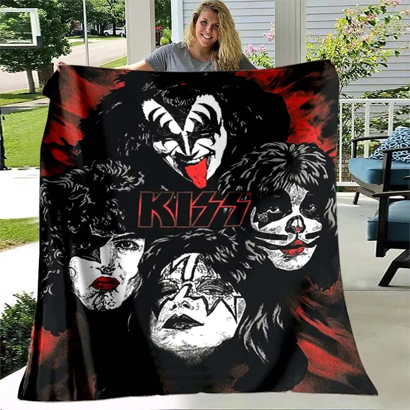 

Одеяло с принтом группы Kiss Band, ультралегкий мягкий плюшевый фланелевый плед, Фредди, для дивана, кровати, дивана, чехлы для путешествий, кемпинга