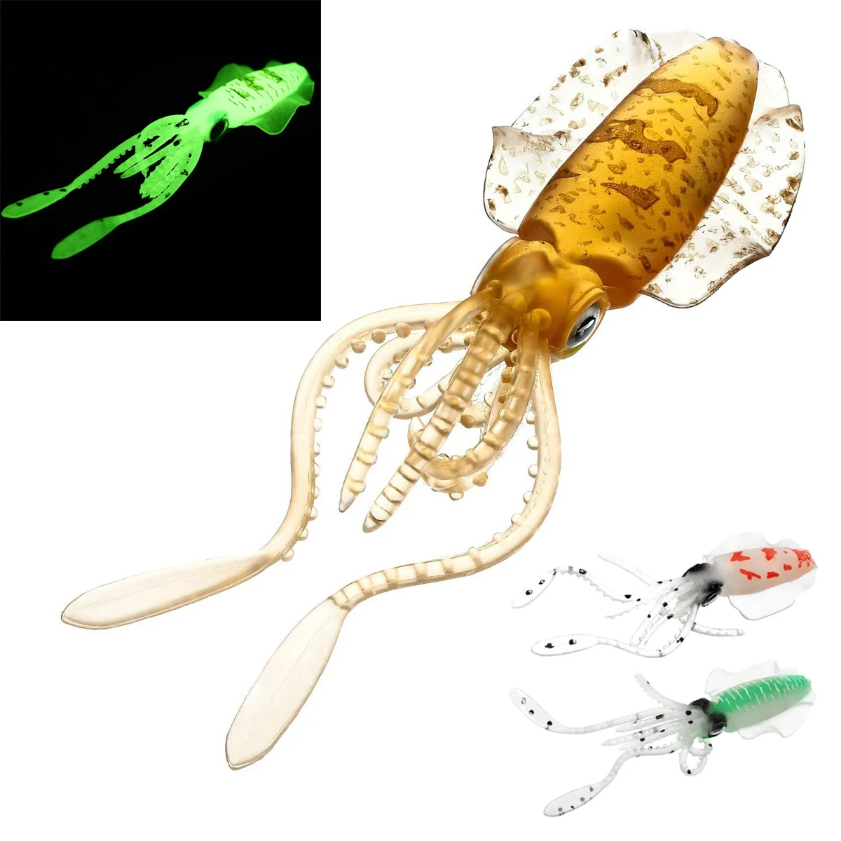 

6inch Simulation Squid Fishing Lures Bait Kit 3D Eyes Luminous Octopus for Sea Fishing Wobbler Bait Wonderful Baits for Anglers