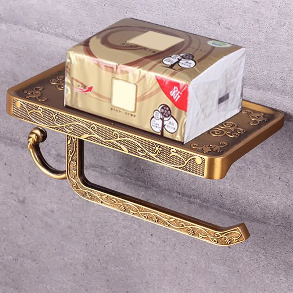 Toilet Paper Holder Vintage Metal Kitchen Roll Tissue Rack Wall-Mounted Bathroom Towel Retro Storage Shelf |