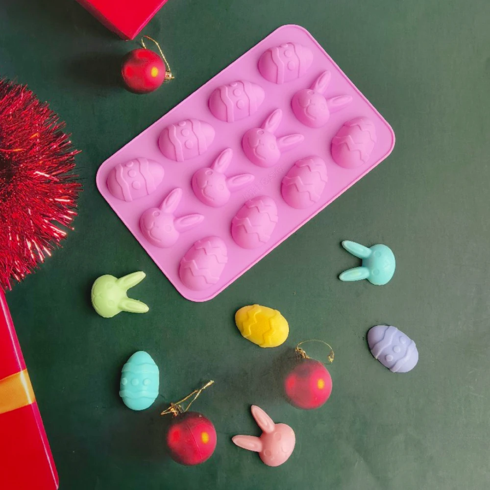 Легкие формы для шоколада с кроликом 12 отверстий пасхальное яйцо желе печенье