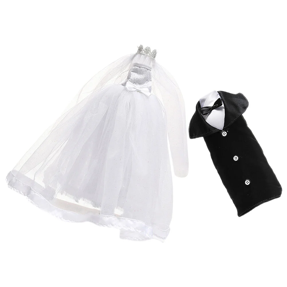 

Bottle Cover Bridegroom Suit Decor Romantic Topper Wedding Christmas White Yarn Ornament Cloth Covers Bottles