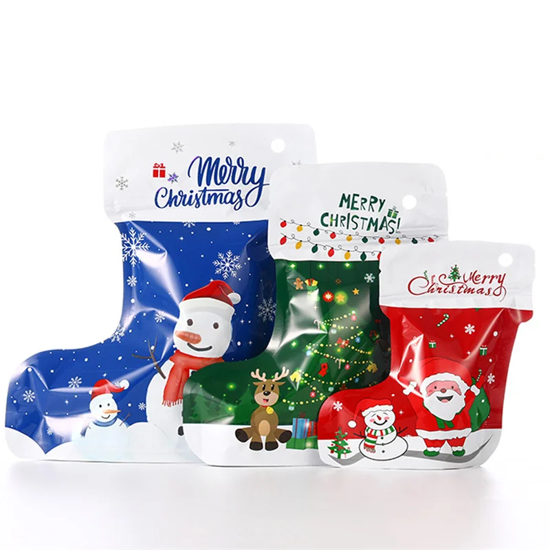 

50 шт., новогодние и рождественские сумки из алюминиевой фольги