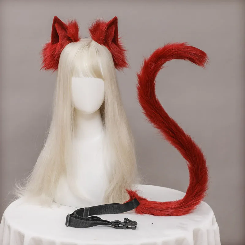 

Длинная пушистая повязка на голову с кошачьими ушками, обруч для волос в стиле аниме «Лолита», ободок для волос с кошачьим хвостом, головной ...
