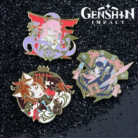 anime genshin impact enameled metal brooch pin cosplay peop clothing decoration party gift brooch badge jewelry