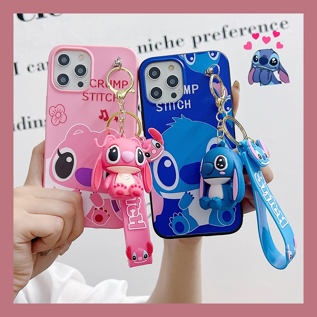 For Huawei Nova 11SE Y72 Honor X6A X7A X7B X8A X5 X9B X8B 90 100 200 lite Kawaii Stitch Case With Keychain