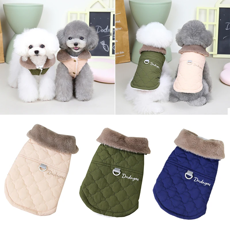 

New Pet Clothes Pet Jacket Dog Coat Fur Collar Pet Outfits Winter Super Warm Small Dogs Clothing Waterproof Traction Buckle