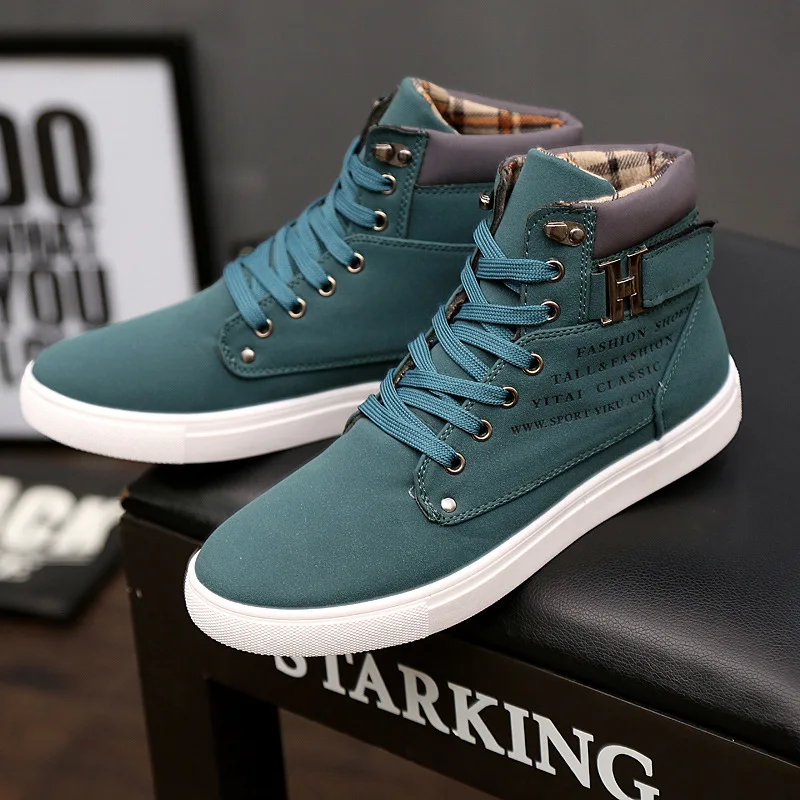 

2022 Autumn Winter New Korean Men's Shoes High-top Sneakers Retro Casual Lace-up Men's Trend Riding Boots Large Size 38-47