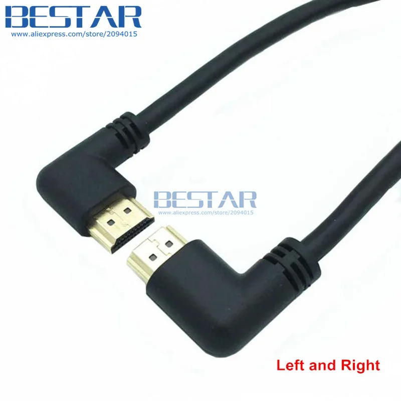 Фото Левый или правый угловой 2,0 HDMI-совместимый правый левый угловой удлинительный кабель 10 см 50 см 1 м, угловой кабель HD 2,0 В 4K * 2K @ 60 Гц №1