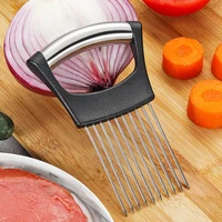 onion cutting aid stainless steel kitchen cutting artifact pine meat needle fixed slicer hand guard lemon slicer