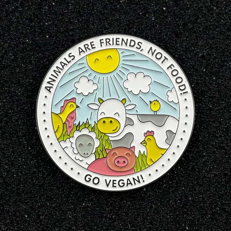 

ANIMALS ARE FRIENDS, NOT FOOD! Vegetarian Enamel Pin Cute Slimming Vegetable Lovers Badge Go Vegan Brooch