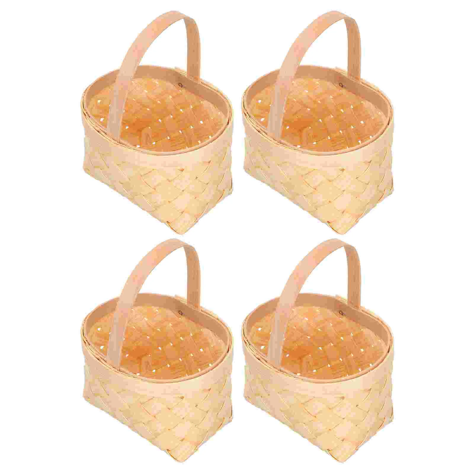 

4pcs Small Wood Basket Decorative Woodchip Basket With Handles Gift Baskets