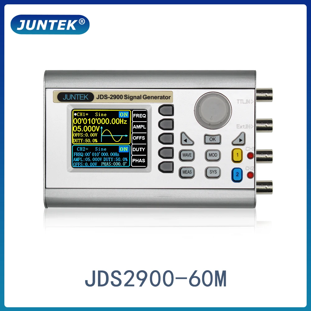 

JUNTEK JDS2900-60M 60MHz DDS Function Signal Generator Control Dual-channel Frequency Meter Arbitrary Waveform Generator Digital