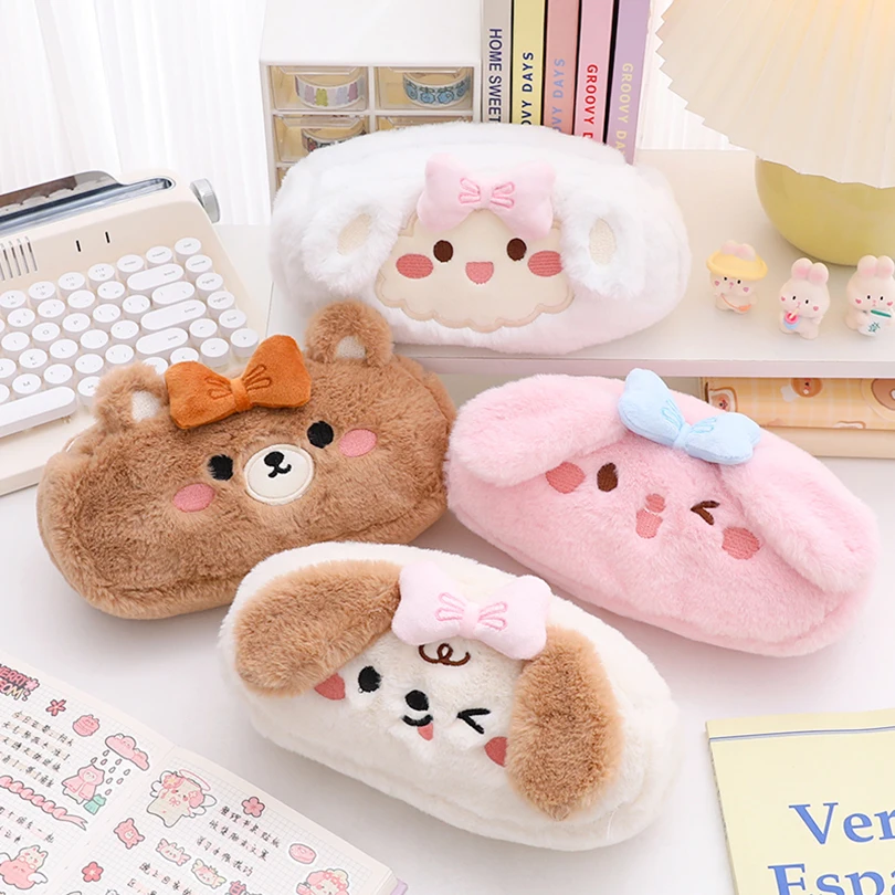 

Cute pencil case Kawaii Stationery Plush Pencil Pouch estuche escolar Pen Case School Supplies Trousse Pencil Cases For Girls