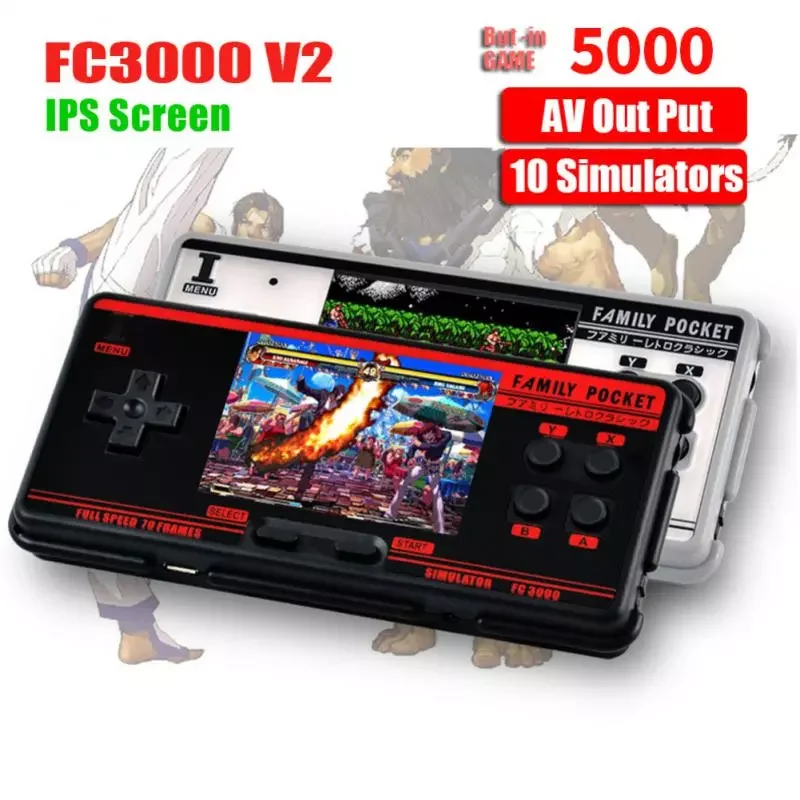 

NEW2023 3 Inch Handheld Game Console Support 10 Formats Built In 4000+ Games Retro Game Player IPS Screen AV Out Put Video Game