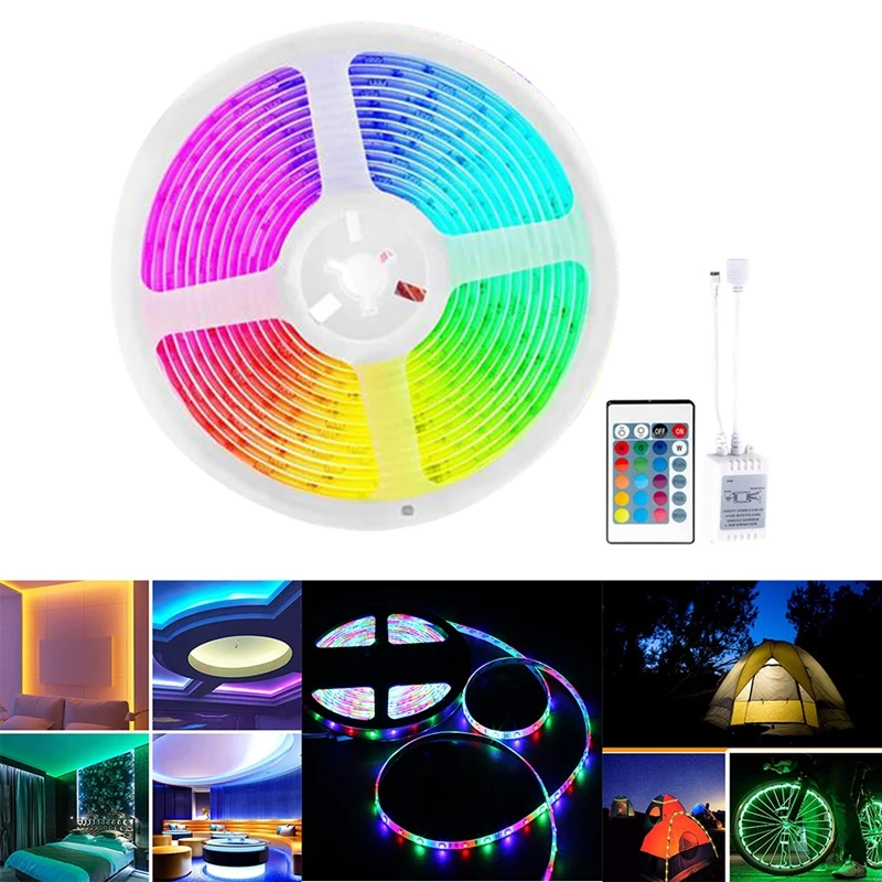 

LED Lights Strips 3528 RGB Waterproof Flexible Light With 24 Key Remote Controller+Controller For Bedroom Christmas