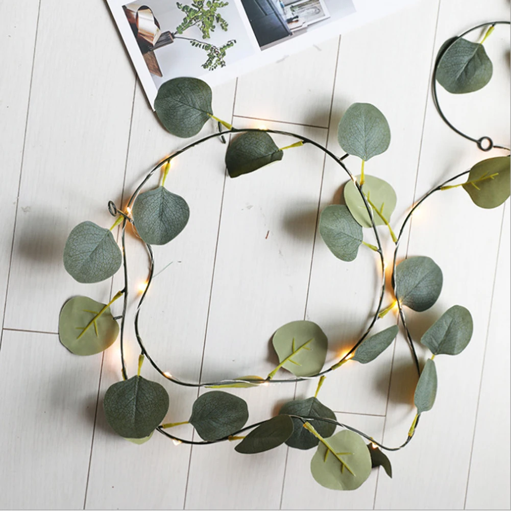 

2M 20LED Leaf Garland Lamp For Wedding Party Decoration Ivy Vine Solar Fairy String Lights Garden Outdoor Wall Fence Light Decor