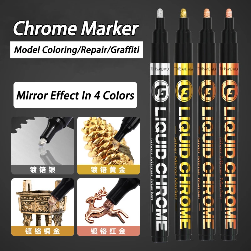

1 шт. хромированный зеркальный маркер медный Золотой/красный/Золотой/Серебряный жидкая ручка маркер зеркальный хромированный металлический ручка для рукоделия керамические шины Graffi